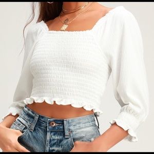 free people brenyce smocked crop top